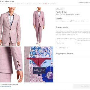 Cranberry Windowpane 2Pc Suit Slim 40R 33W